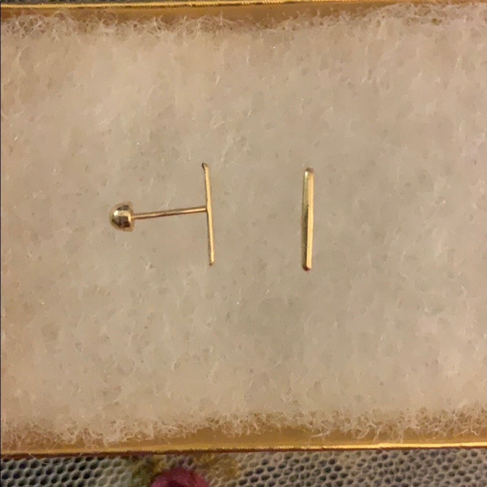 Solid 10k gold bar earrings